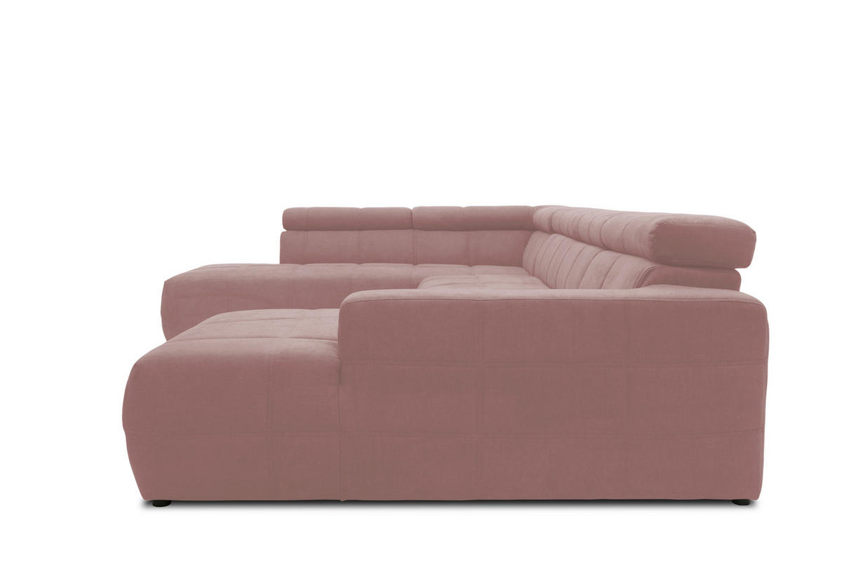 WOHNLANDSCHAFT Rosa Mikrofaser  - Schwarz/Rosa, Design, Kunststoff/Textil (228/359/175cm) - MID.YOU