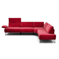 ECKSOFA Cosy Rot Samt  - Rot/Schwarz, Design, Textil/Metall (288-303/213cm) - SENSOO