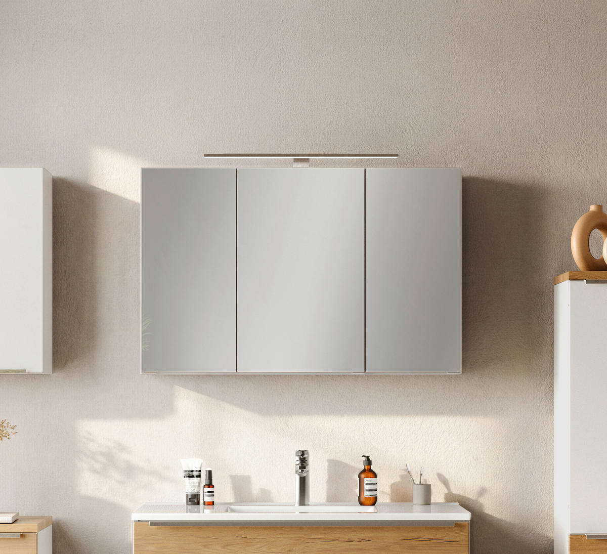 SPIEGELSCHRANK 100/64/20 cm  - Wildeiche/Edelstahlfarben, Trend, Glas/Holzwerkstoff (100/64/20cm) - Held