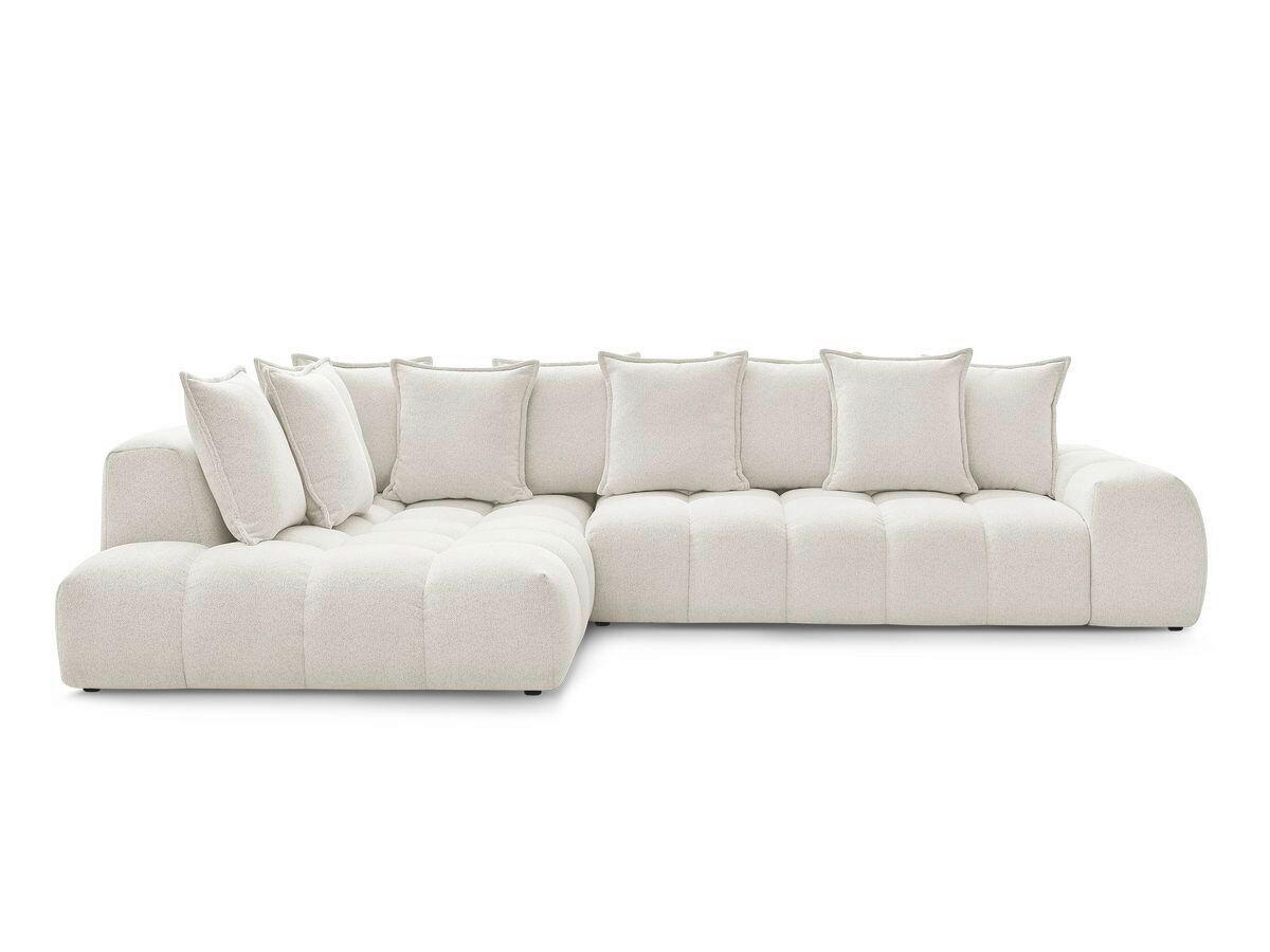 ECKSOFA Ottomane links  EVEREST Weiß Flachgewebe  - Schwarz/Weiß, MODERN, Kunststoff/Textil (210/352cm) - Livetastic