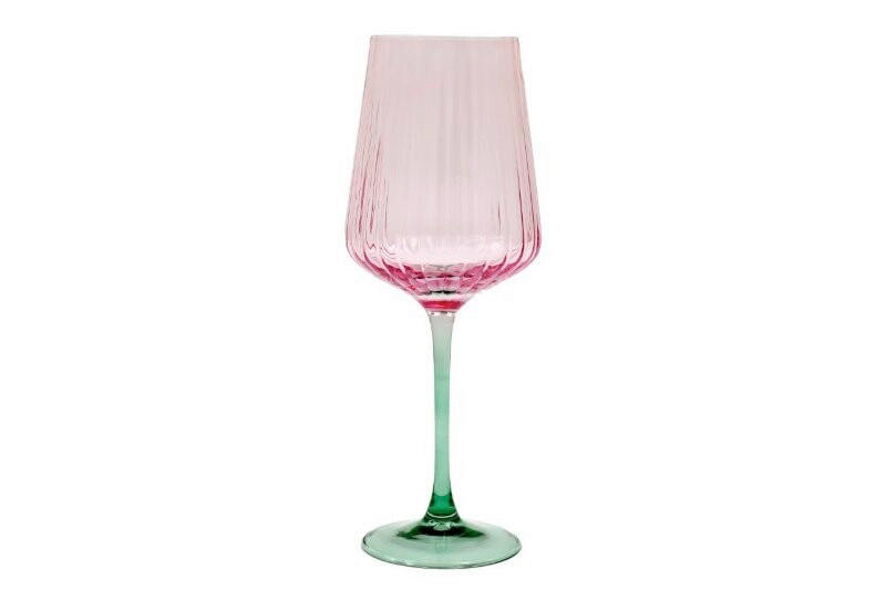 POHÁR NA VÍNO - pink/jadeitovozelená, Basics, sklo (9/25/9cm)