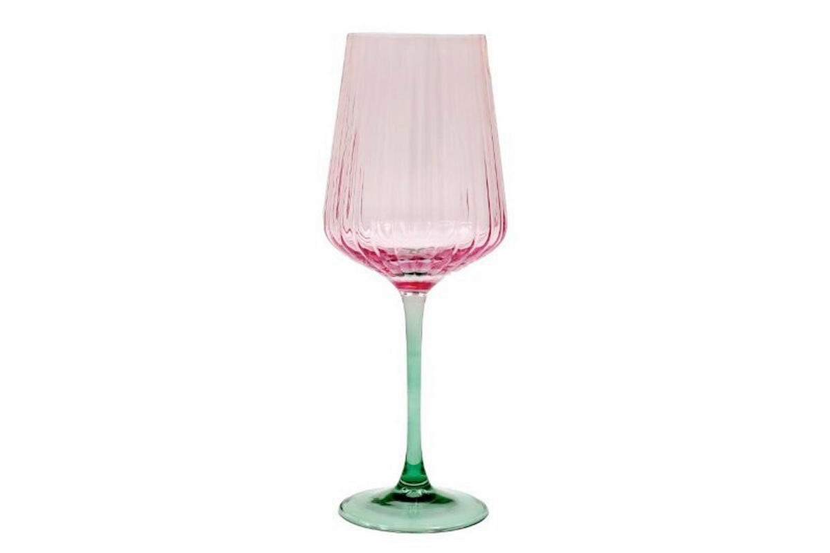 POHÁR NA VÍNO - pink/jadeitovozelená, Basics, sklo (9/25/9cm)