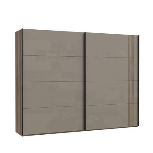 DULAP CU UșI CULISANTE in culoare lemn stejar, bej  - bej/culoare lemn stejar, Modern, metal/material pe bază de lemn (220,1/210,5/61,2cm) - Hom`in