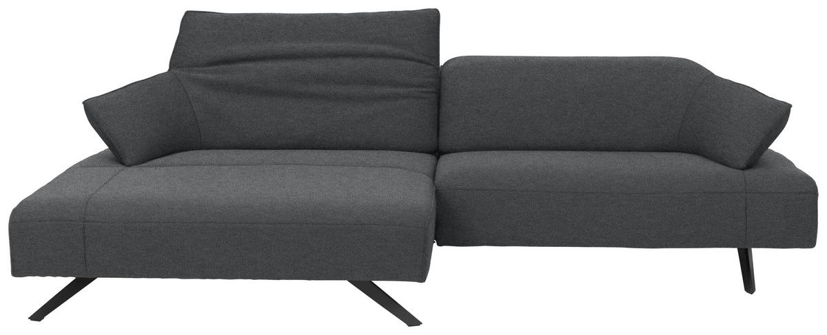 ECKSOFA in Struktur Hellgrau  - Anthrazit/Hellgrau, Design, Textil/Metall (165/276cm) - Himolla