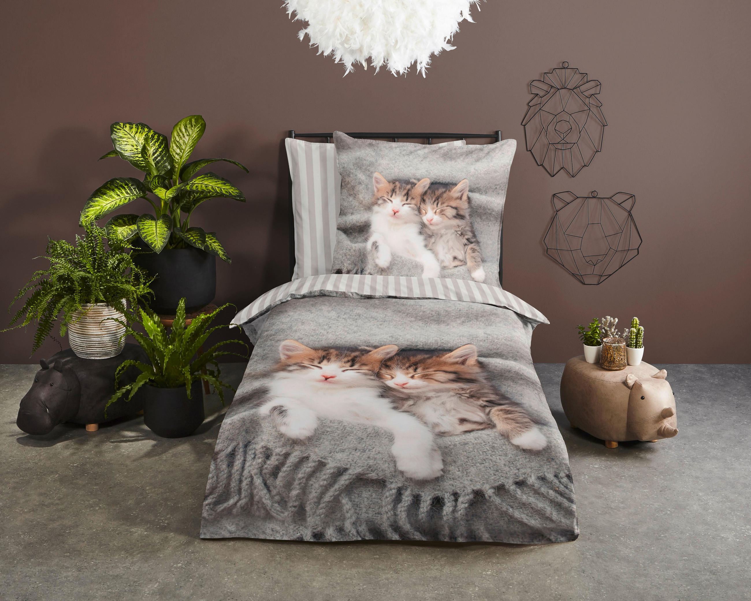 JUGENDBETTWÄSCHE Snooze Mikrofaser 135/200 cm  - Grau, Natur, Textil (135/200cm)