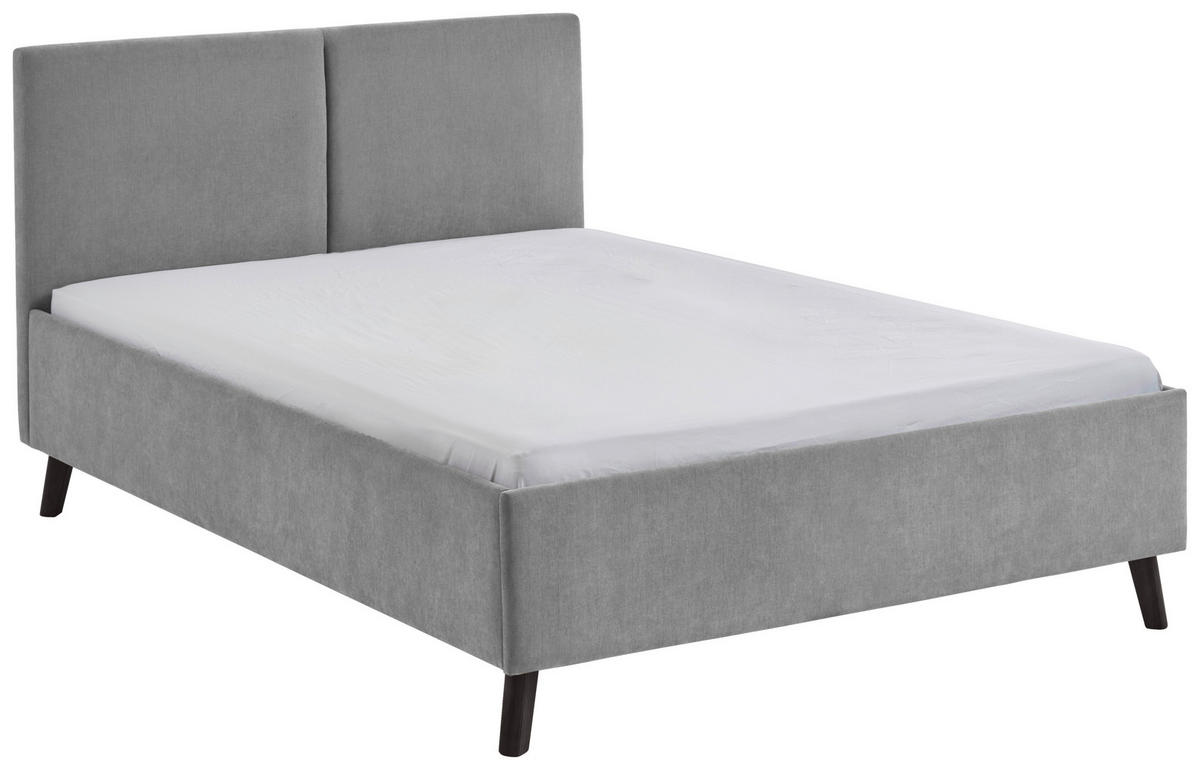 POLSTERBETT 140/200 cm,  in Grau,  - Schwarz/Grau, Basics, Holz/Textil (140/200cm) - Boxxx