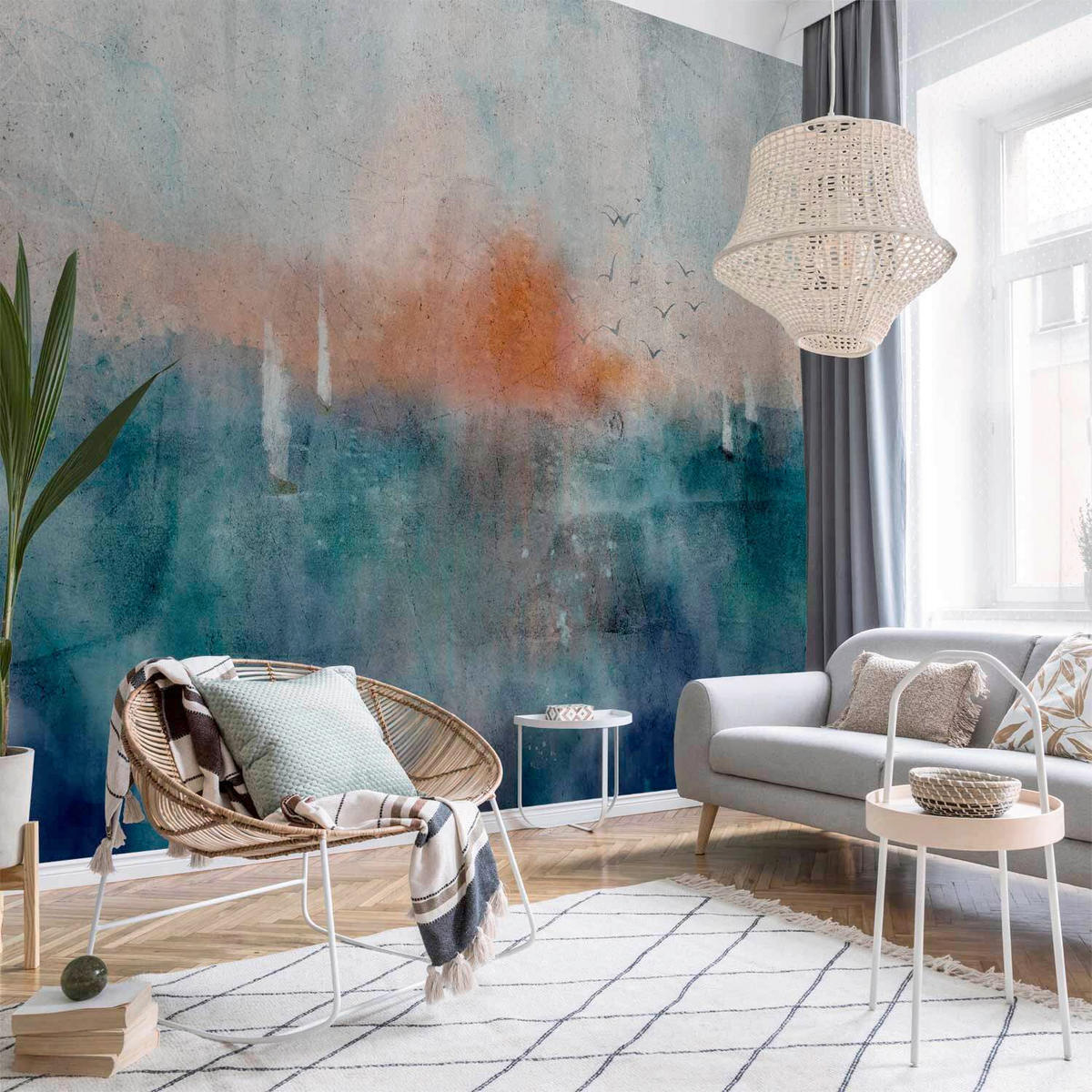 FOTOTAPETE  - Pastellblau/Kupferfarben, LIFESTYLE, Textil (400/280cm) - artgeist