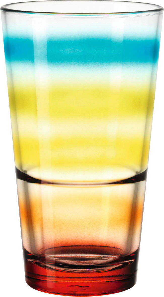 SKLENIČKA - oranžová/modrá, Basics, sklo (330ml) - Leonardo