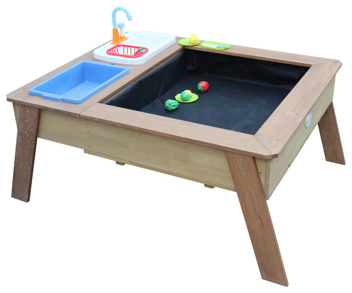 SAND & WASSERTISCH LINDA Holz, Kunststoff Blau, Braun, Weiß  - Blau/Braun, KONVENTIONELL, Holz/Kunststoff (93,5/50/110cm) - Ambia Garden