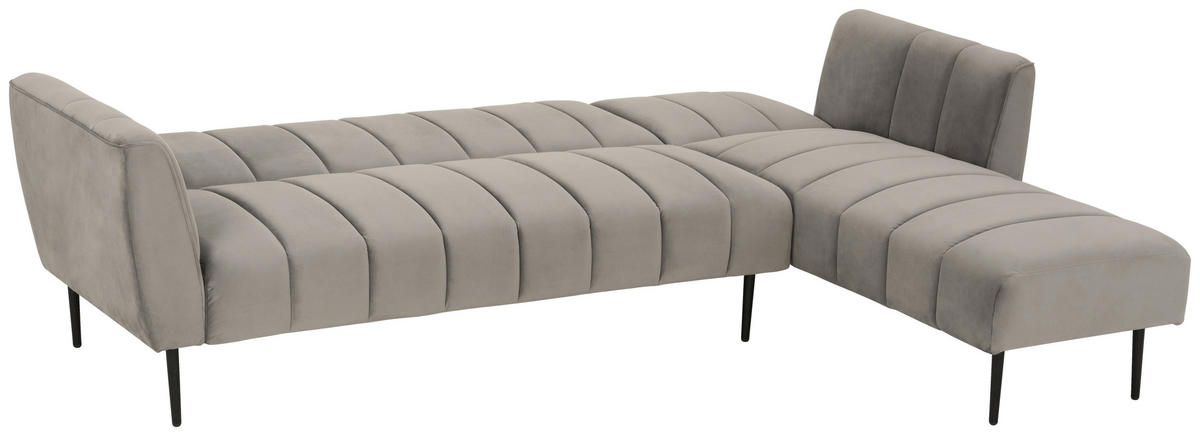 ECKSOFA Grau Samt  - Schwarz/Grau, MODERN, Textil/Metall (253/87/169cm) - P & B