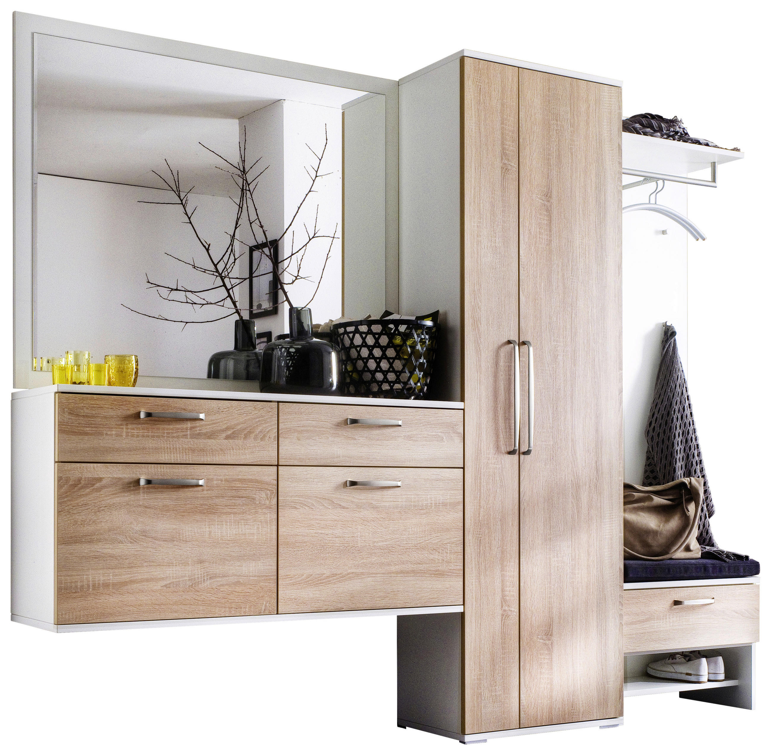 Moderano Garderobe Weiß, 242x201x36 cm