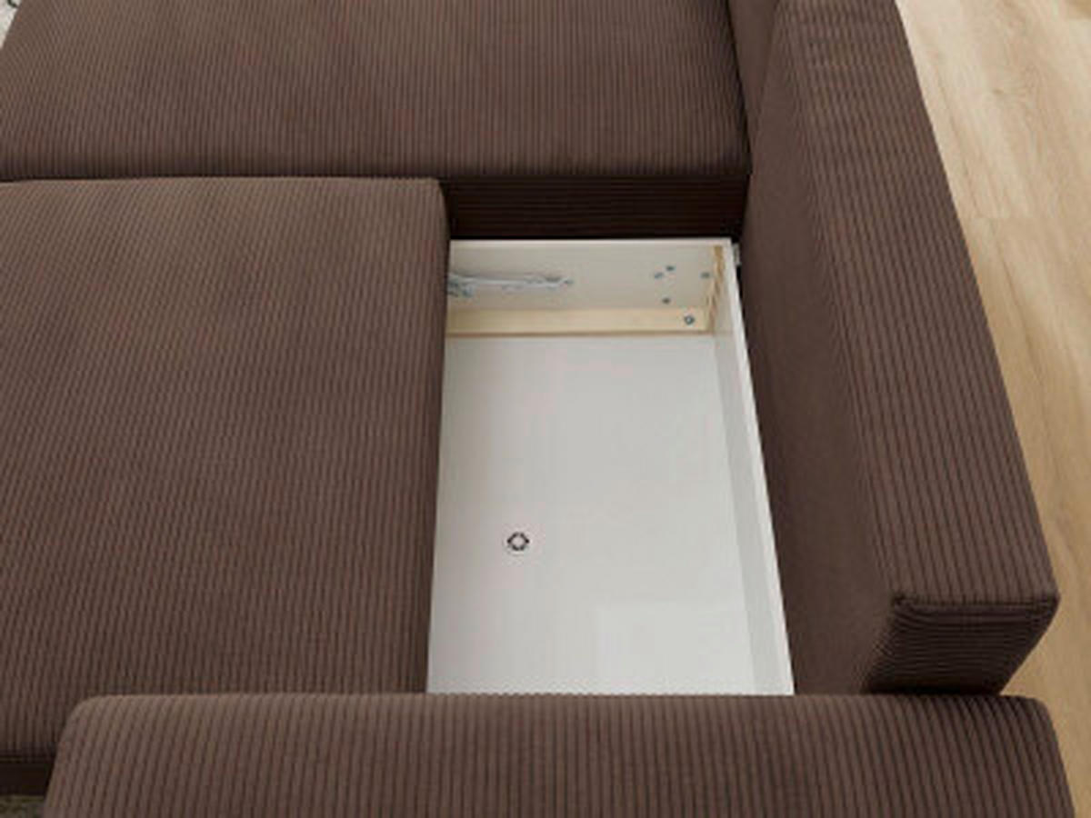 ECKSOFA Ottomane links  ATILLA Taupe Cord  - Taupe/Schwarz, MODERN, Kunststoff/Textil (149/244cm)