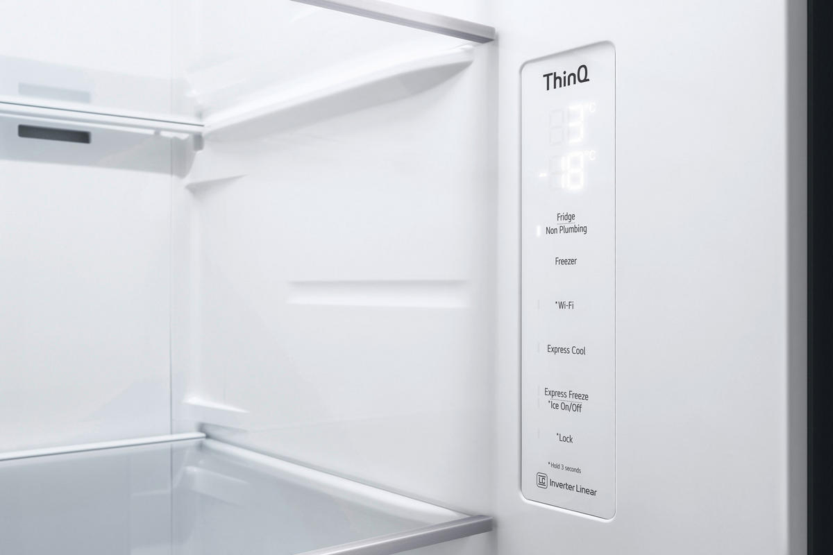 SIDE-BY-SIDE 91,3/179/73,5 cm GSXV91MCLE  - Anthrazit/Schwarz, Trend, Glas/Kunststoff (91,3/179/73,5cm) - LG