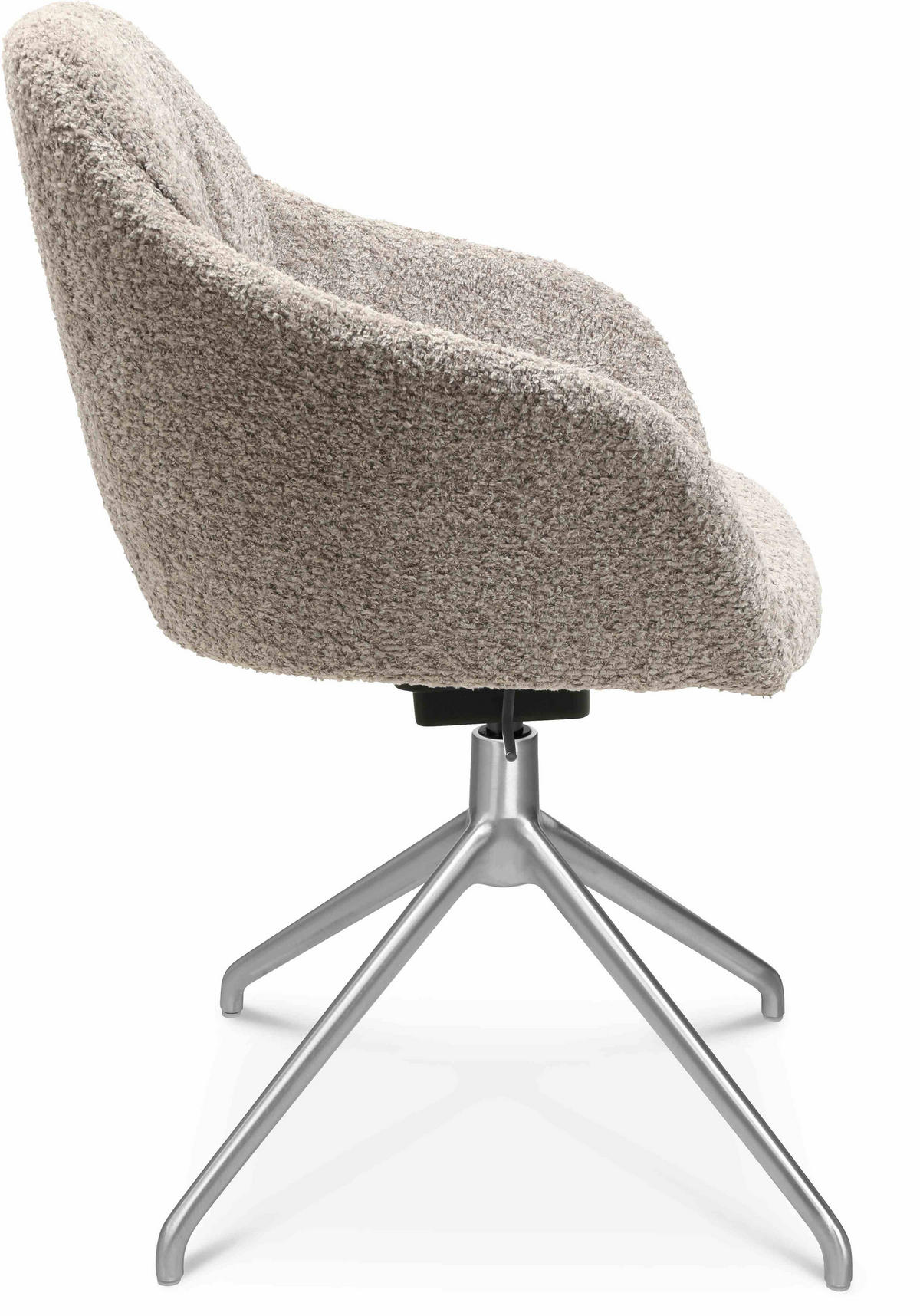 ARMLEHNSTUHL  in Aluminium Bouclé  - Greige/Alufarben, Design, Textil/Metall (58/81,5-84,5/60cm) - Johann Jakob