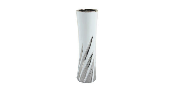 VASE 29,5 cm - Silberfarben/Weiß, Design, Keramik (8,5/29,5cm) - Ambia Home