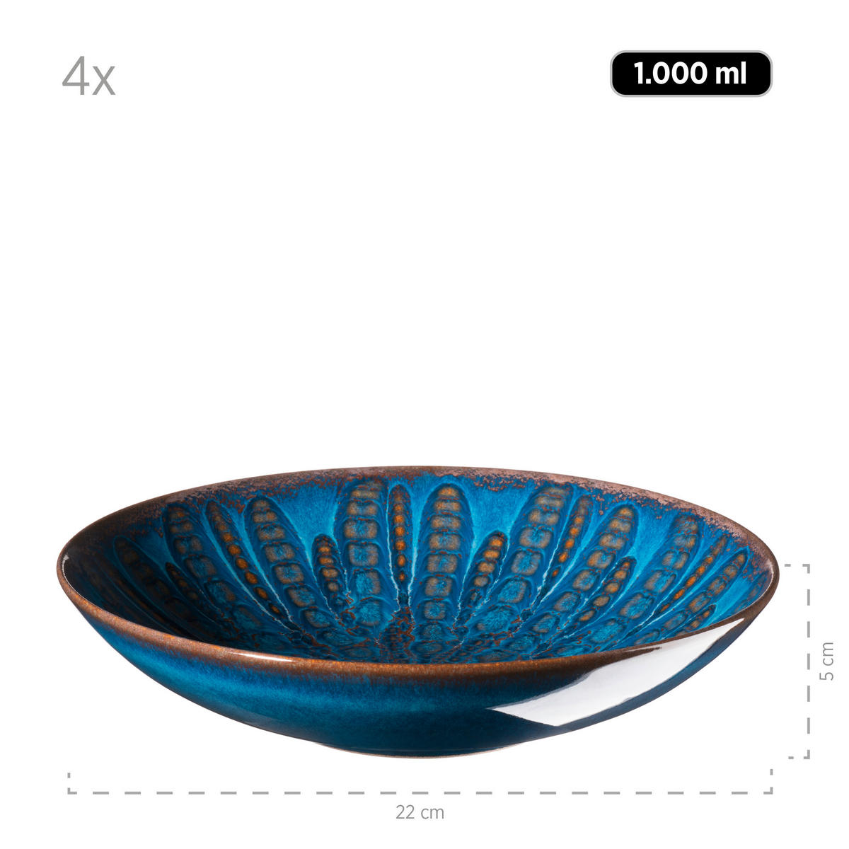 TAFELSERVICE Blau 12-teilig  - Blau, Basics, Keramik - Mäser
