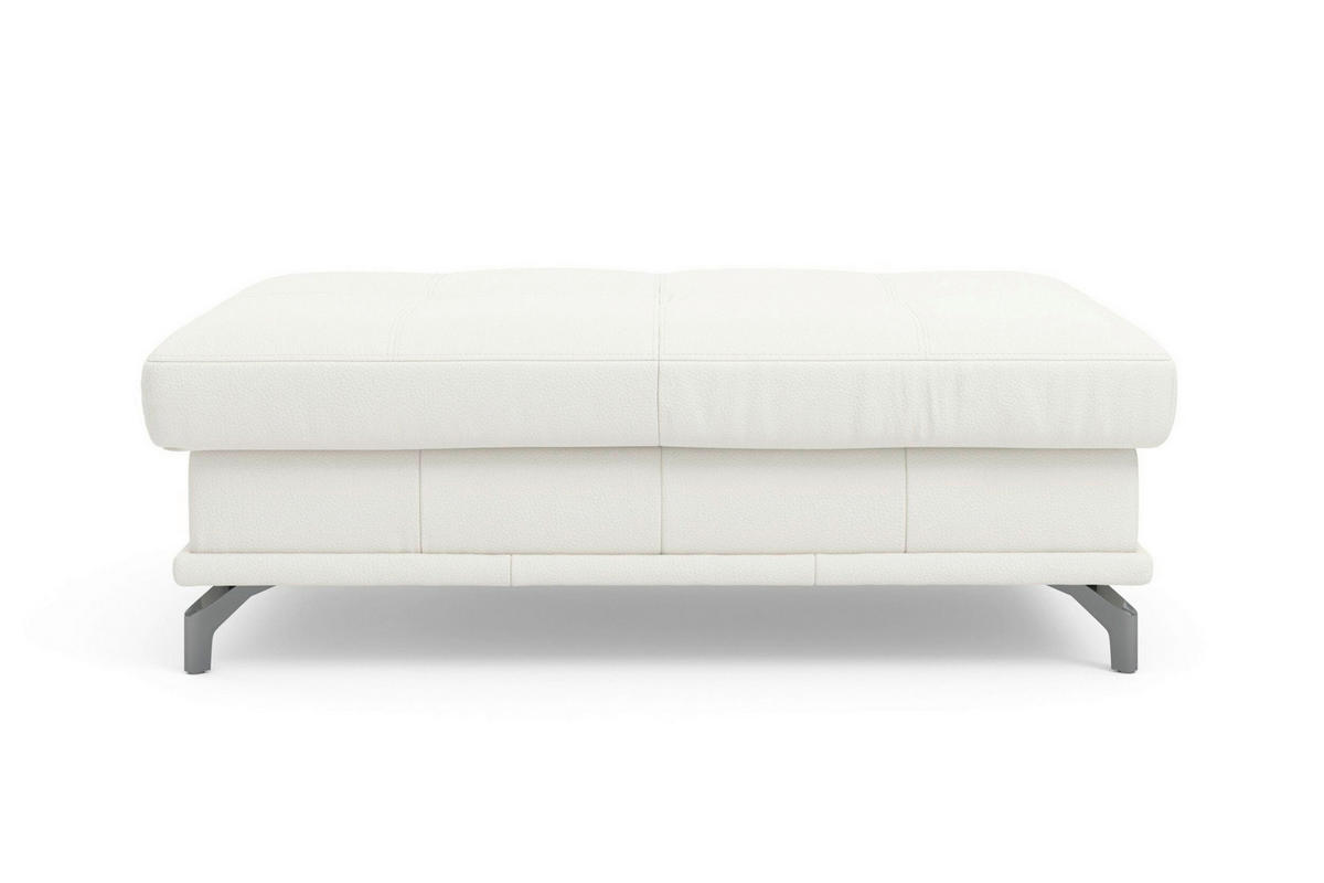 HOCKER COSTELLO E Echtleder Weiß  - Schwarz/Weiß, Basics, Leder/Metall (133/47/72cm) - Sit & More