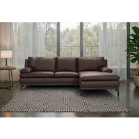 ECKSOFA Braun Echtleder  - Schwarz/Braun, Design, Leder (248/158cm) - MID.YOU
