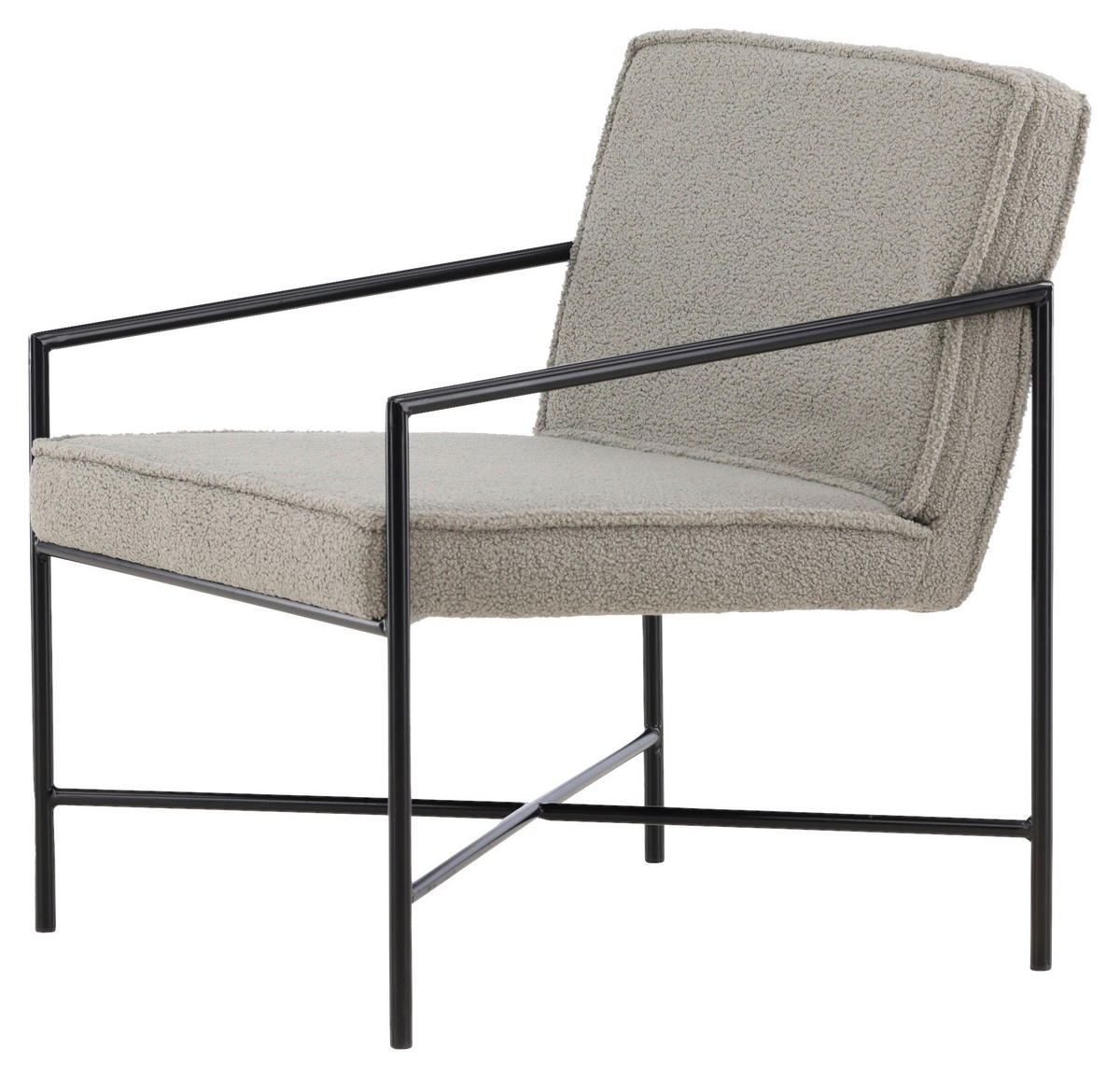 SESSEL in Teddystoff Schwarz, Beige  - Beige/Schwarz, Design, Textil/Metall (66/78/65cm) - Livetastic