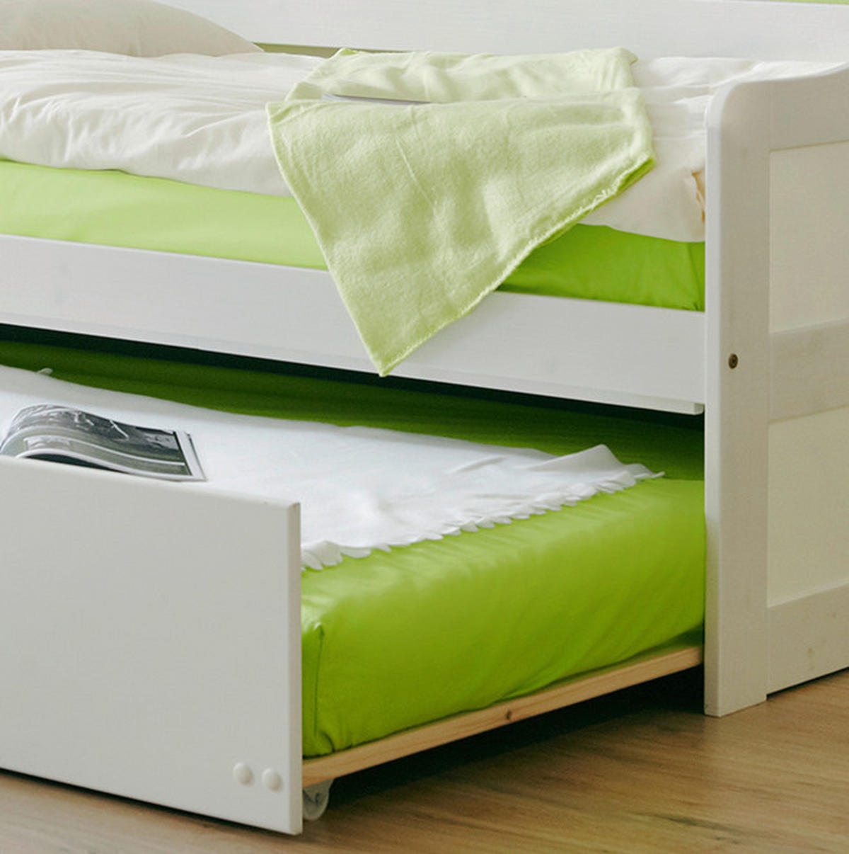 AUSZIEHBETT 90/200 cm Weiss  - Weiss, Natur, Holz/Kunststoff (90/200cm) - MID.YOU