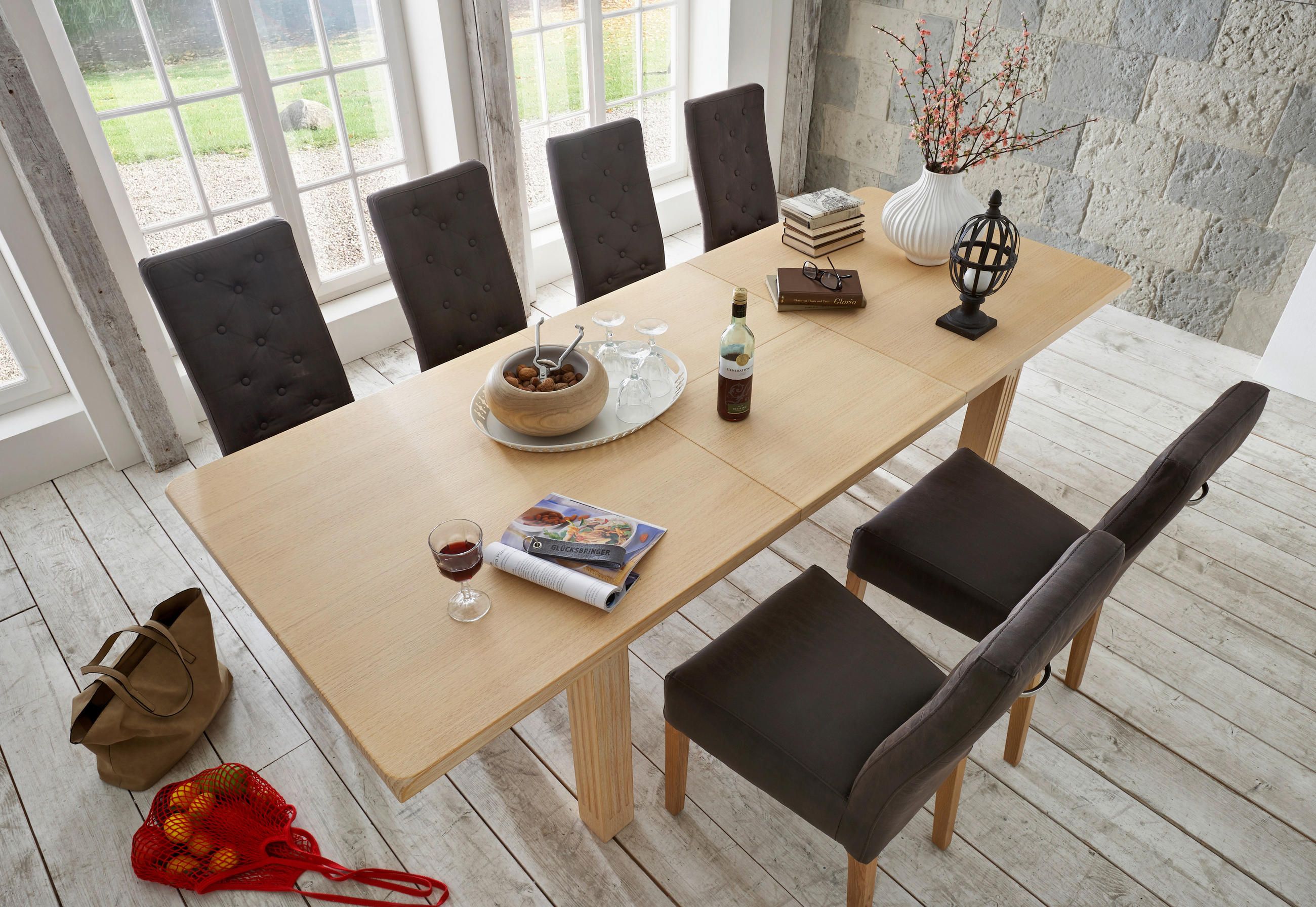ESSTISCH Pinie massiv rechteckig Beige  - Beige, Design, Holz (160-205/90/77cm) - Livetastic