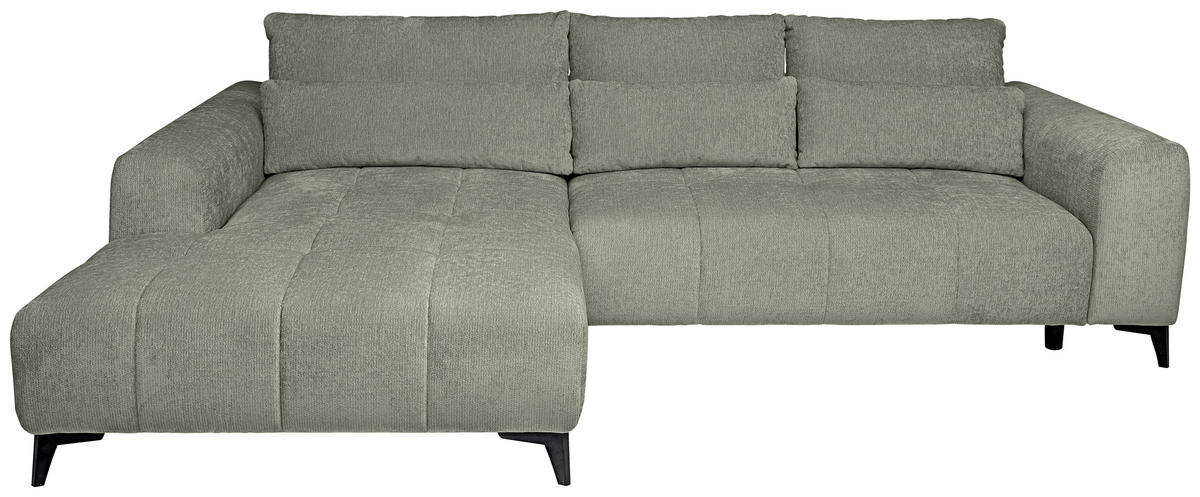 HÖRNSOFFA i chenille mintgrön  - mintgrön/svart, Klassisk, textil/plast (222/279cm) - MID.YOU