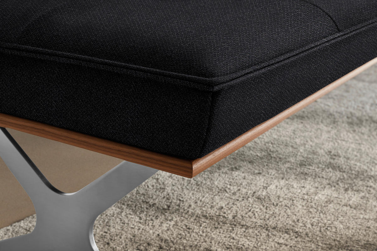 SITZBANK in Holz, Textil Schwarz, Nussbaumfarben, Nickelfarben  - Edelstahlfarben/Nussbaumfarben, Design, Holz/Textil (194/88/66cm) - Koinor