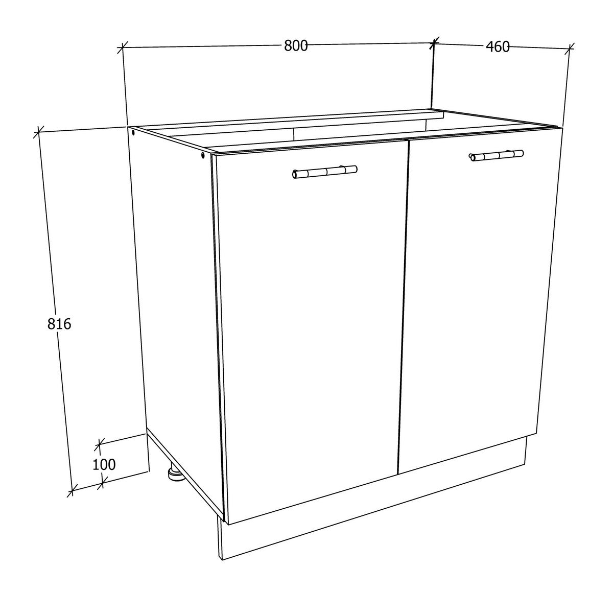 BÄNKSKÅP 80/82/46 cm  i vit  - vit/Sonoma ek, Klassisk, metall/trämaterial (80/82/46cm) - MID.YOU