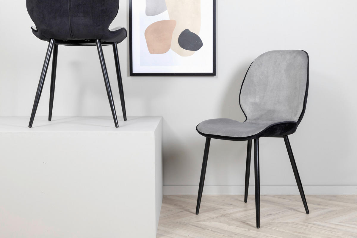 STOLSET 2 styck stål sammet  - ljusgrå/svart, Design, metall/textil (47/89/57cm) - Livetastic