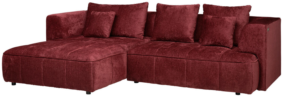ECKSOFA Kirschrot Webstoff Zierkissen, Rückenkissen  - Schwarz/Kirschrot, Design, Kunststoff/Textil (188/288cm) - Welnova