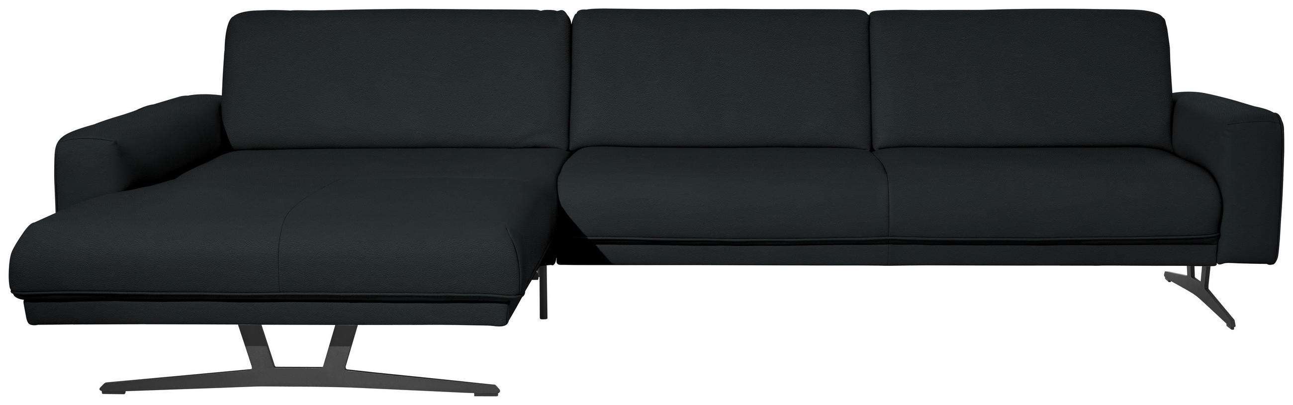 ECKSOFA in Echtleder Anthrazit  - Anthrazit, Konventionell, Leder/Metall (179/324cm) - Johann Jakob