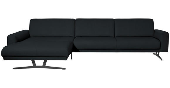 ECKSOFA in Echtleder Anthrazit  - Anthrazit, KONVENTIONELL, Leder/Metall (182/324cm) - Ambiente