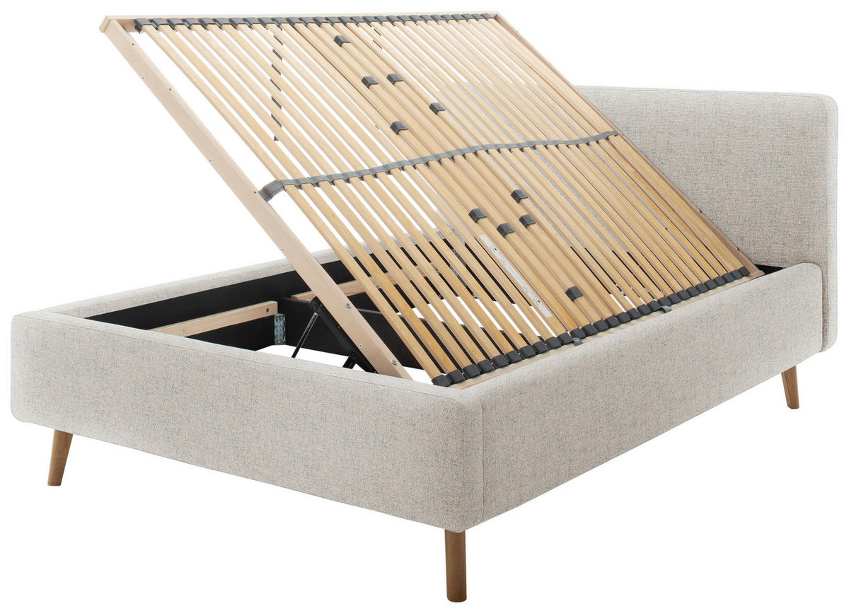 POLSTERBETT Lattenrost, Bettkasten 140/200 cm  in Beige  - Eichefarben/Birkefarben, Design, Holz/Textil (140/200cm) - Xora