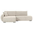 ECKSOFA Beige Flachgewebe Zierkissen, Rückenkissen, Bettkasten, Schlaffunktion, Rücken echt, Liegefläche im Originalstoff  - Beige/Schwarz, KONVENTIONELL, Kunststoff/Textil (145/260cm) - Carryhome