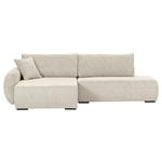 ECKSOFA Beige Flachgewebe Zierkissen, Rückenkissen, Bettkasten, Schlaffunktion, Rücken echt, Liegefläche im Originalstoff  - Beige/Schwarz, KONVENTIONELL, Kunststoff/Textil (145/260cm) - Carryhome