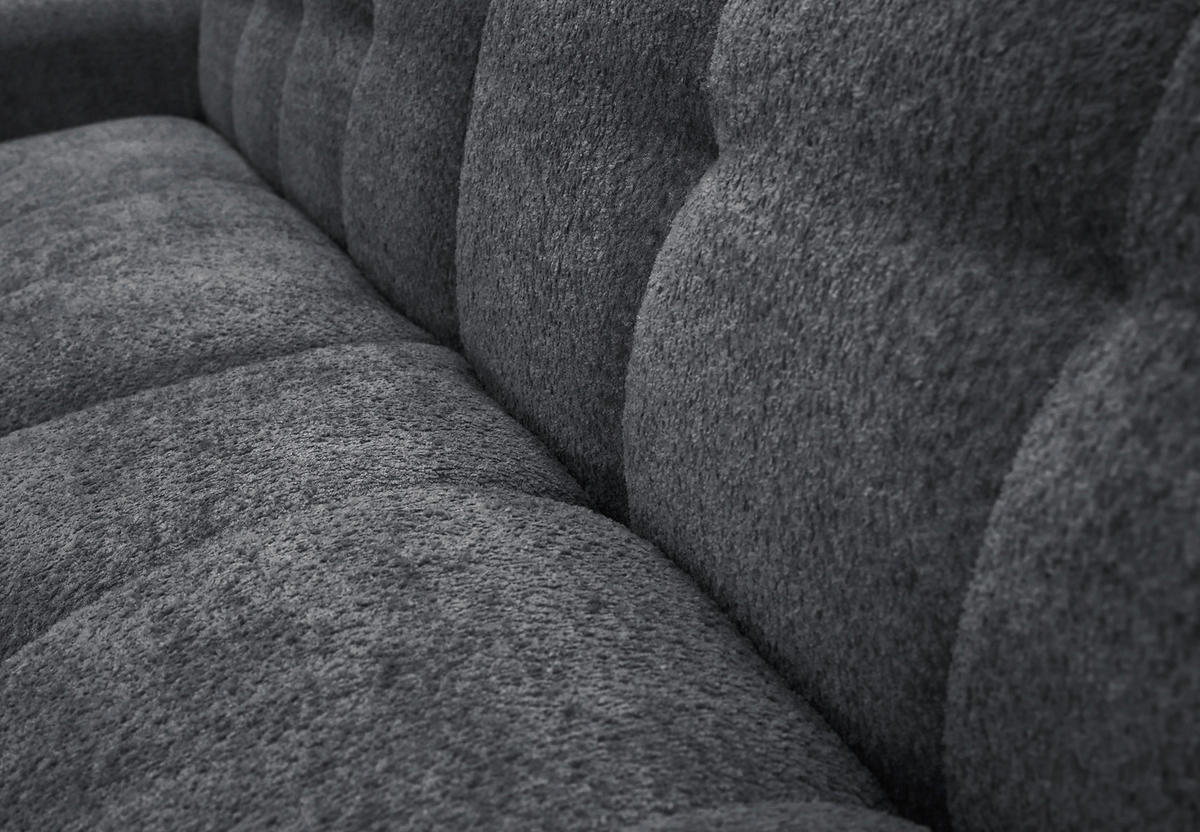 ECKSOFA RUNO in Bouclé Dunkelgrau  270/175 cm  - Dunkelgrau/Schwarz, Design, Kunststoff/Textil (270/175cm) - MID.YOU