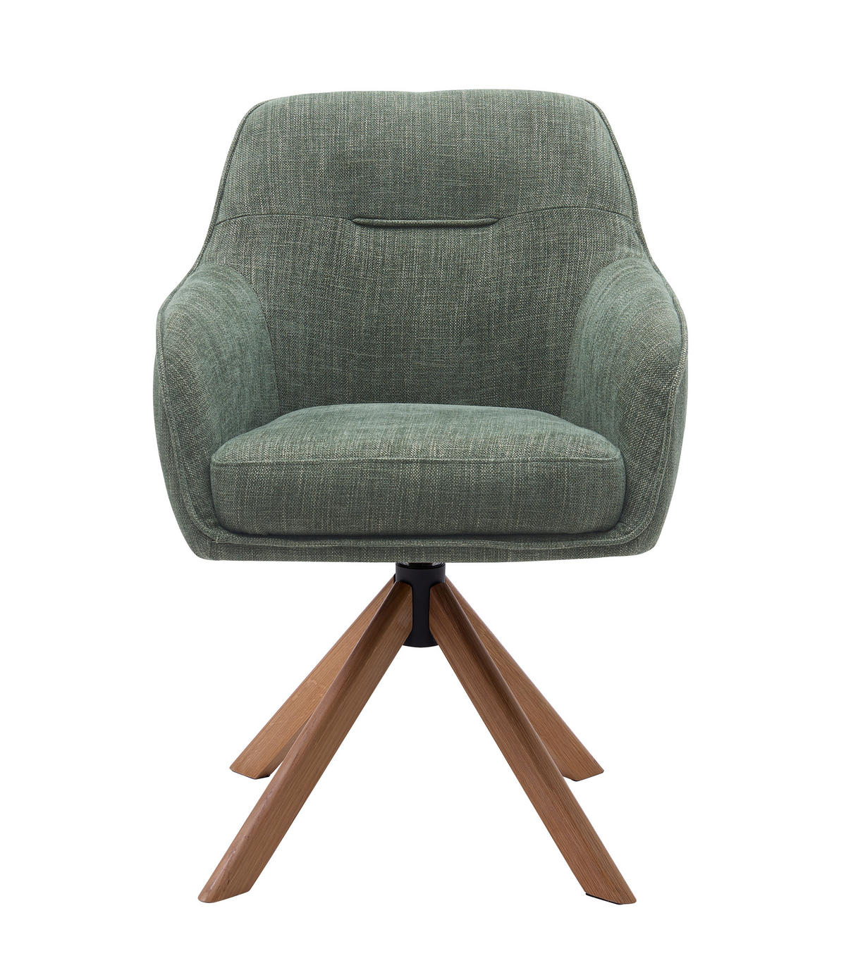 ARMLEHNSTUHL-SET 2 Stück Sitzfläche 360° drehbar, automatische Rückholfunktion, gepolsterte Armlehnen Chenille  - Waldgrün/Naturfarben, MODERN, Holz/Textil (59/87/65cm) - Livetastic