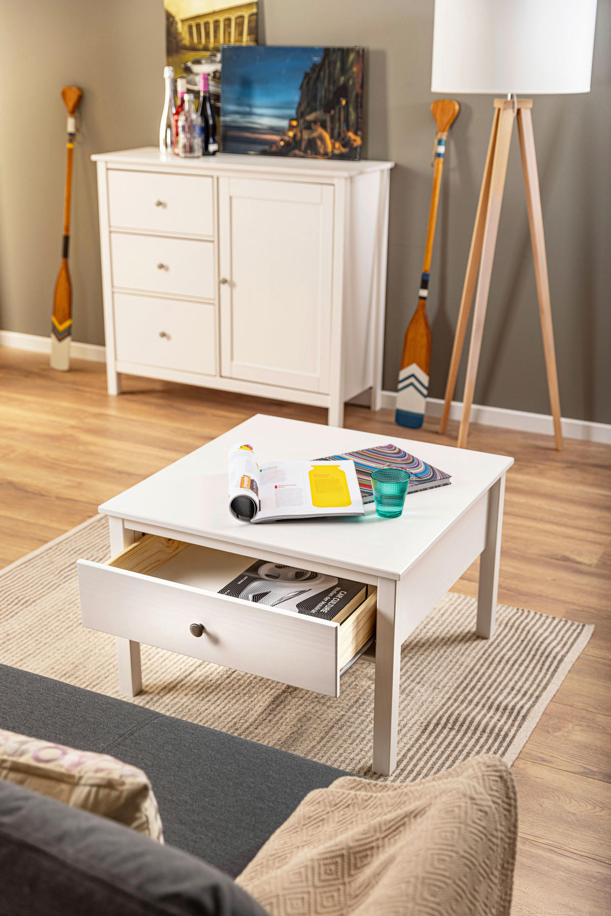 KOMODA, bela  - srebrne barve/bela, Design, kovina/les (110/96/40cm) - Livetastic