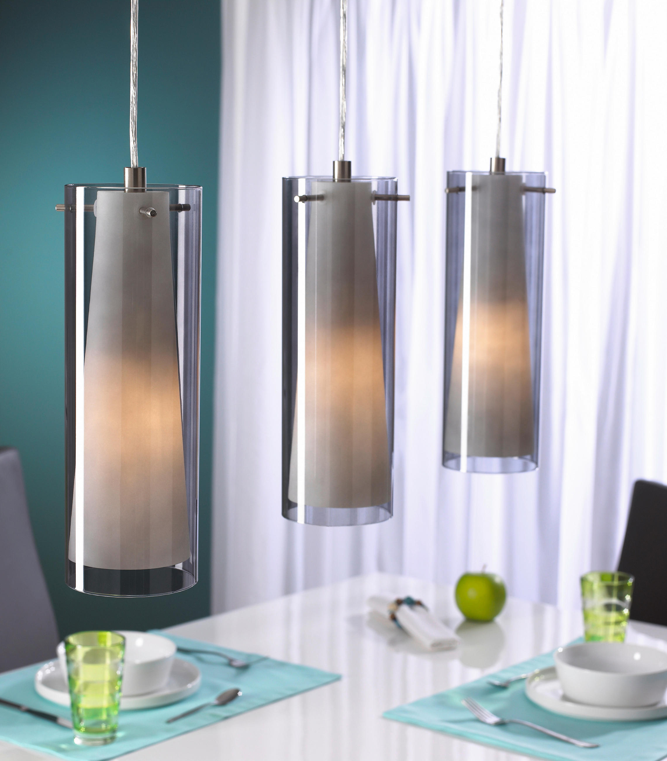 HÄNGLAMPA 72,5/7/110 cm  - vit/svart, Basics, metall/glas (72,5/7/110cm) - Eglo