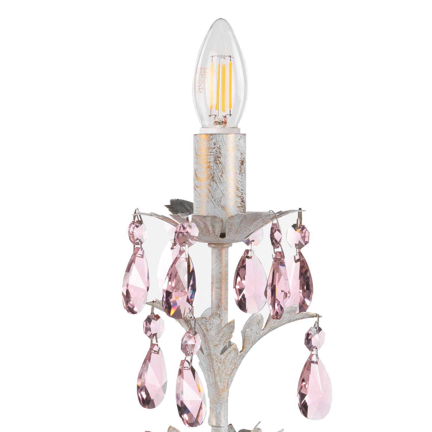 TISCHLEUCHTE 14/30 cm   - Weiß, KONVENTIONELL, Glas/Metall (14/30cm)