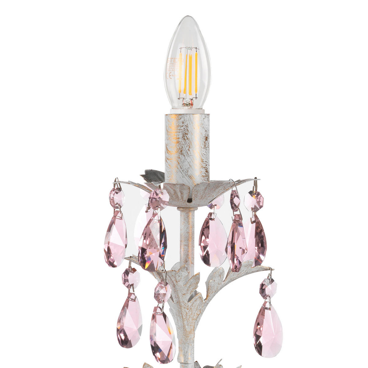 TISCHLEUCHTE 14/30 cm   - Weiß, KONVENTIONELL, Glas/Metall (14/30cm)