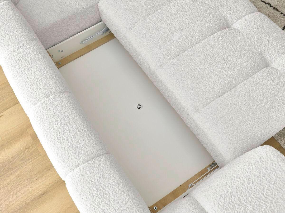 ECKSCHLAFSOFA FUJI Bouclé Weiß  inkl.  - Schwarz/Weiß, MODERN, Kunststoff/Textil (282/204cm)