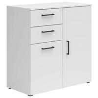 KOMODA   80/83/40 cm   bijela  - bijela/crna, Moderno, drvni materijal/plastika (80/83/40cm) - Carryhome