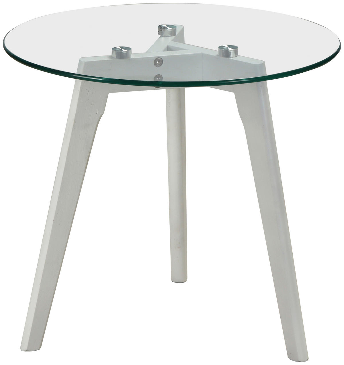 BEISTELLTISCHSET Eiche massiv rund Klar, Weiß  - Klar/Weiß, Design, Glas/Holz (50/40/50/40/45/40cm) - Carryhome