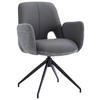ARMLEHNSTUHL  Sitzfläche 360° drehbar, automatische Rückholfunktion Leinenoptik Echtleder  - Anthrazit/Schwarz, Design, Leder/Textil (60/85/62cm) - Dieter Knoll