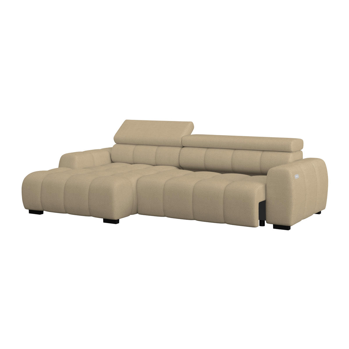 ECKSOFA Webstoff Taupe  - Taupe/Schwarz, Trend, Kunststoff/Textil (168/285cm) - Livetastic