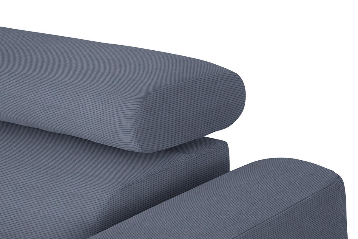 ECKSOFA in Feincord Blaugrau  - Blaugrau/Schwarz, Design, Textil/Metall (205/280cm) - MID.YOU