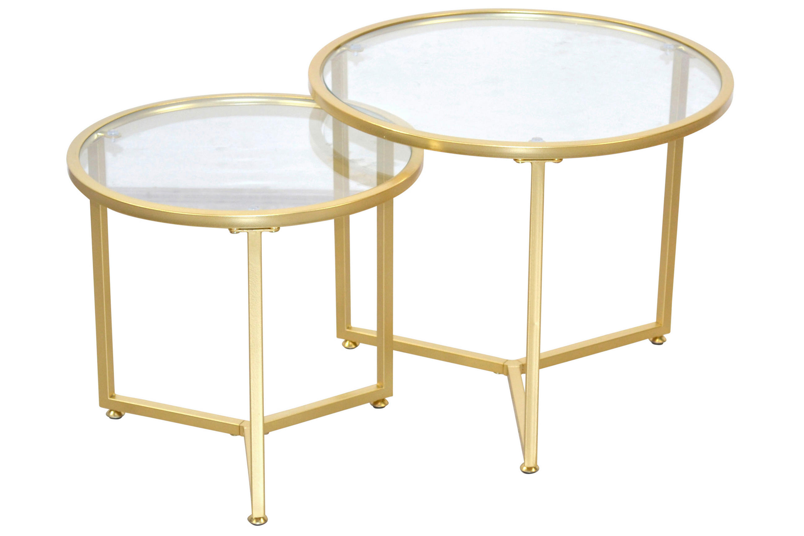 BEISTELLTISCHSET rund Goldfarben  - Goldfarben, Design, Glas/Metall (50/50/41cm) - MID.YOU