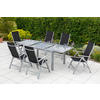 GARTENTISCH 150-220/90/75 cm Metall, Glas rechteckig  - Silberfarben/Grau, KONVENTIONELL, Glas/Metall (150-220/90/75cm) - Gardenson