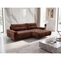 ECKSOFA PABLO Kupferfarben Struktur Rückenkissen, Bettkasten  - Schwarz/Kupferfarben, Design, Holz/Textil (260/160cm) - MID.YOU